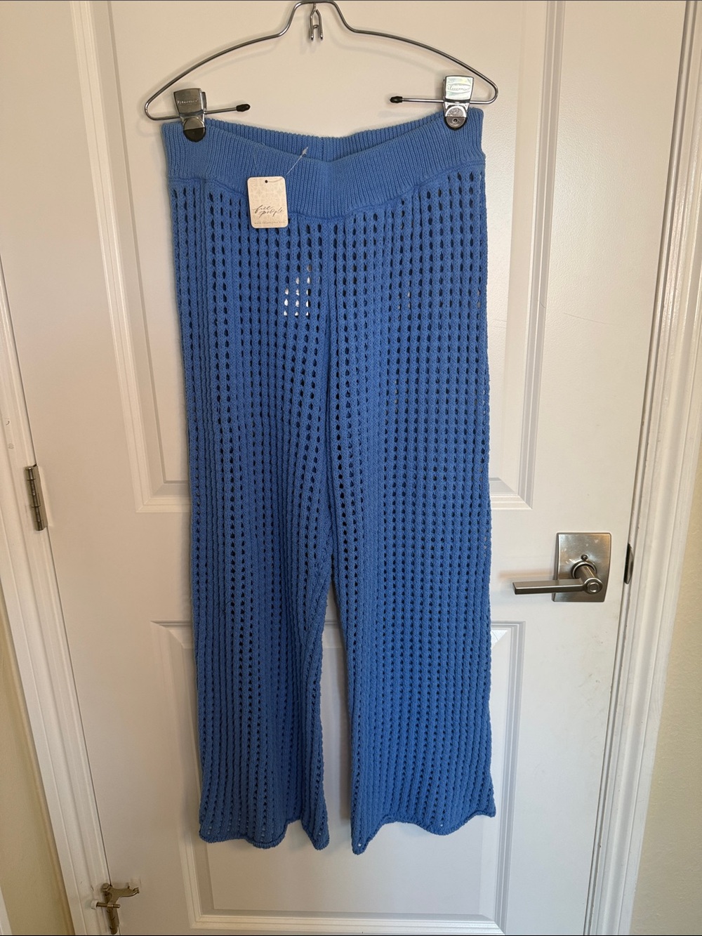 Wide-Leg Knit Sweatpants in Light Blue